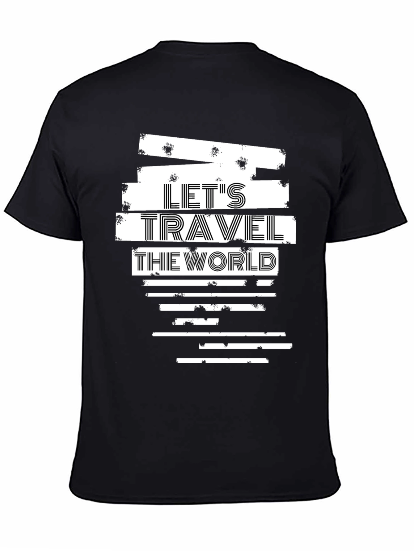 Lets Travel the World Graphic T-Shirt - Black