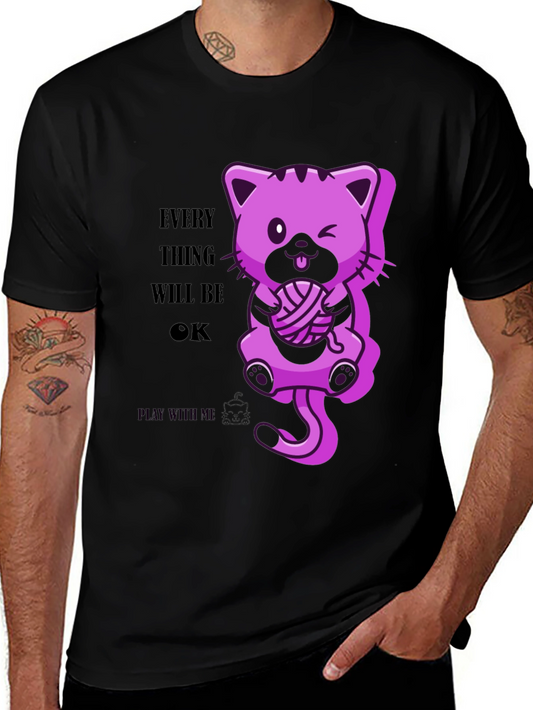 Everything Will Be OK - Cute Cat Graphic Tee