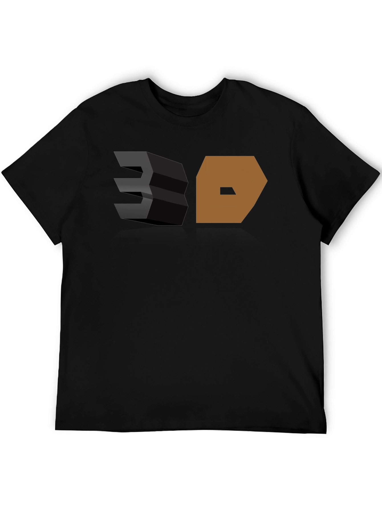 3D Graphic Print Black T-Shirt