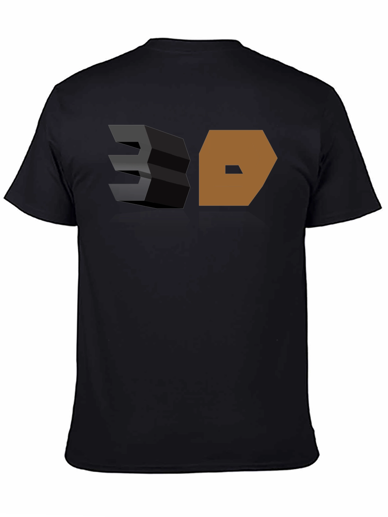 3D Graphic Print Black T-Shirt