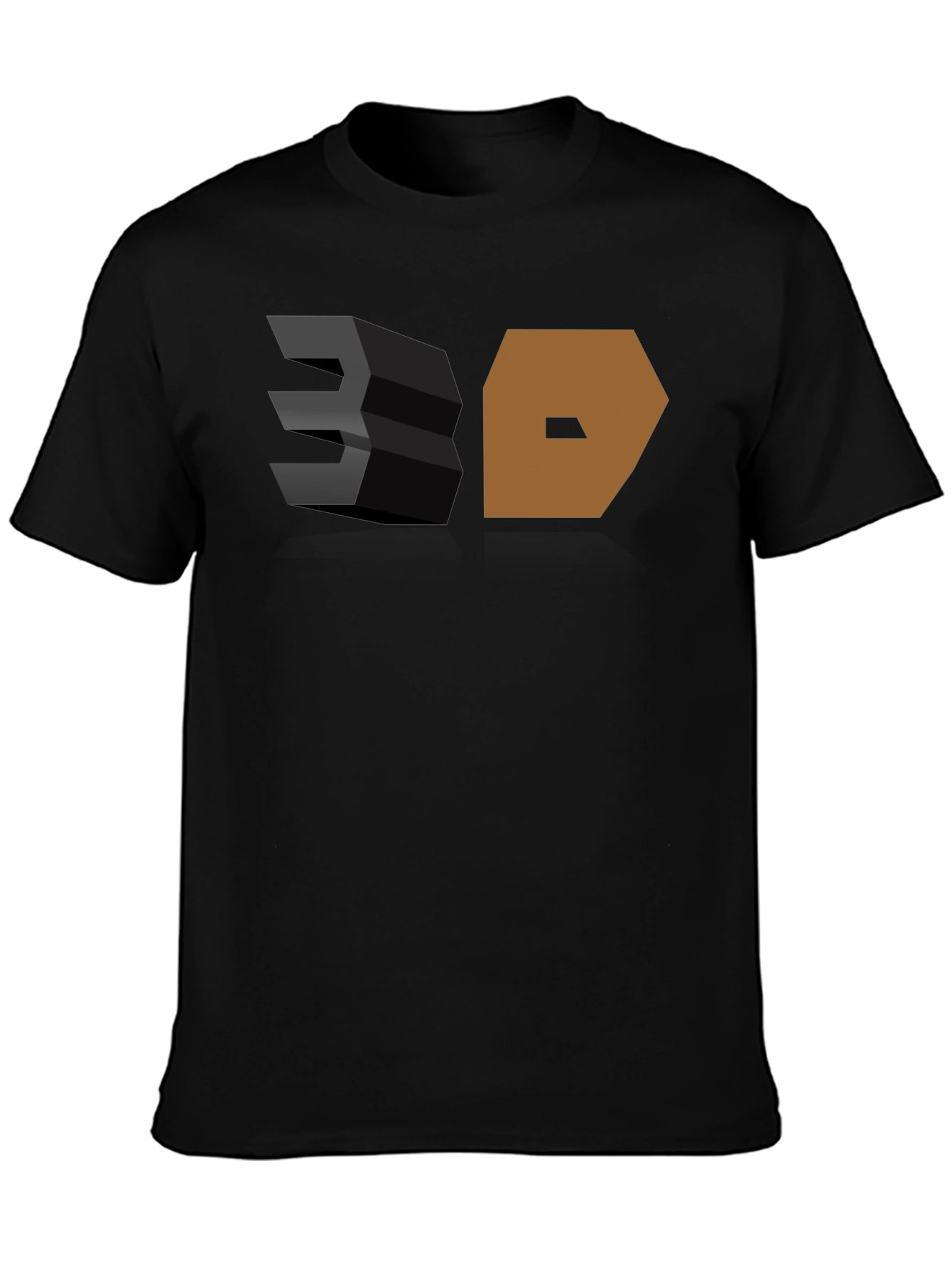 3D Graphic Print Black T-Shirt
