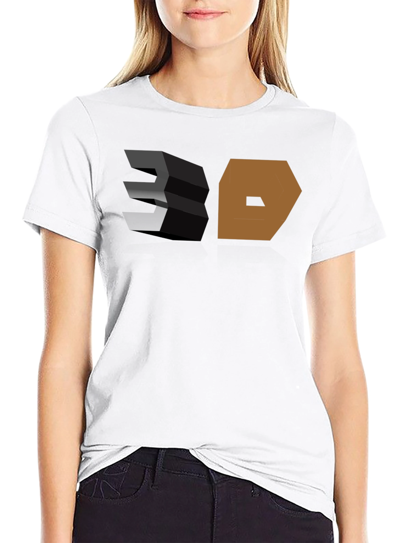 3D Graphic Print Black T-Shirt