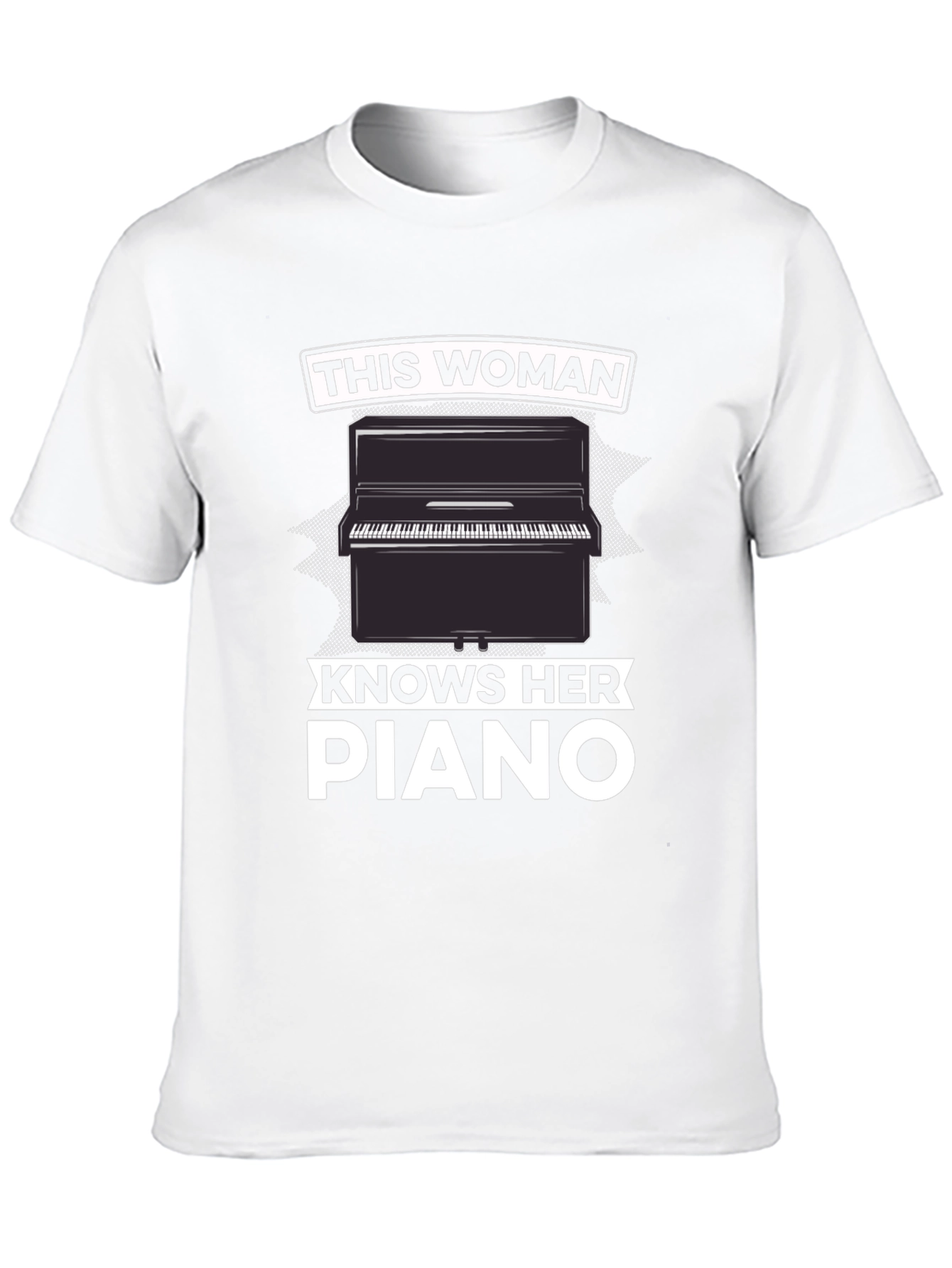 Woman Knows Piano Black Graphic T-Shirt