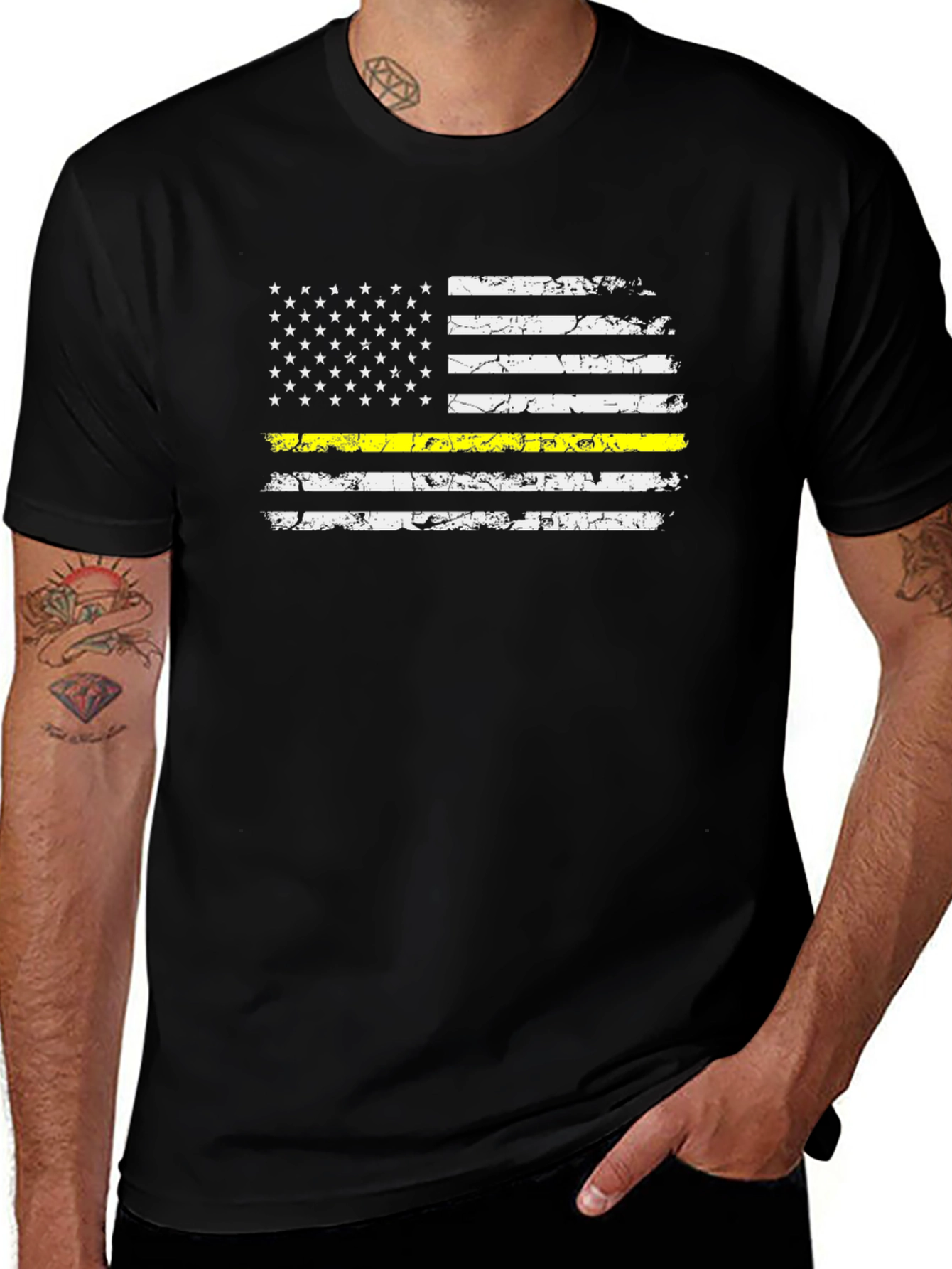 Thin Yellow Line American Flag Tee