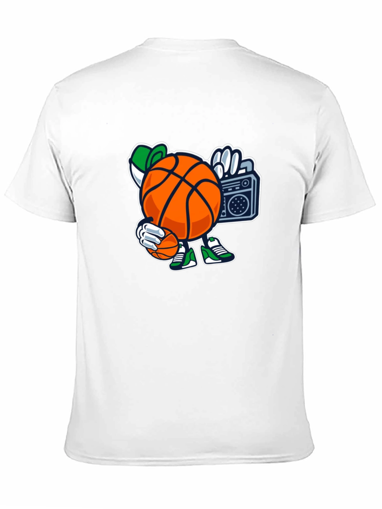 Basketball Cartoon Tee - Street Style Black T-Shirt