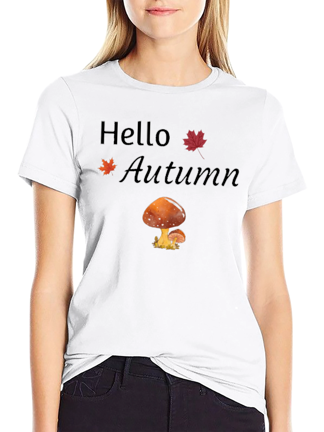Hello Autumn Mushroom Graphic T-Shirt
