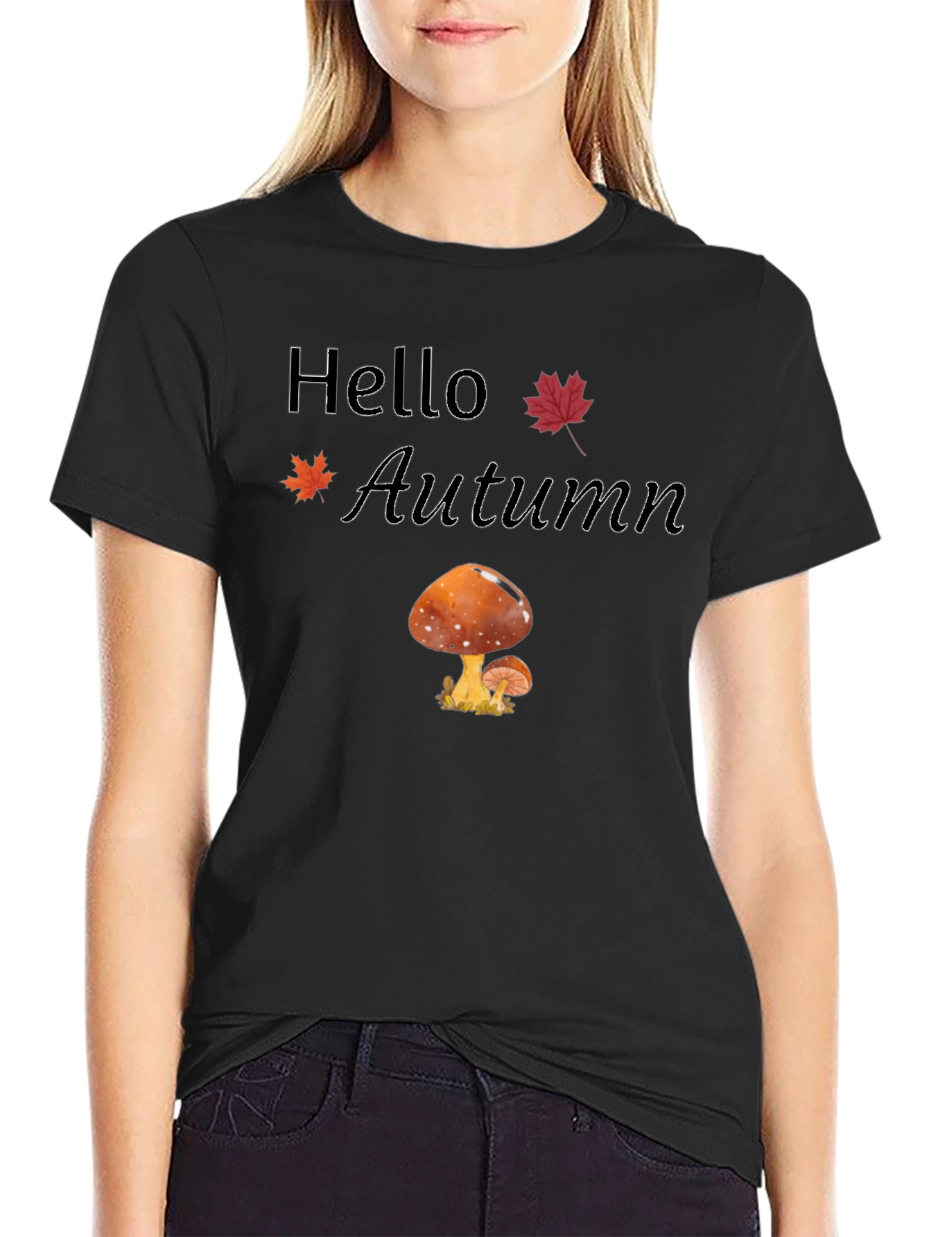 Hello Autumn Mushroom Graphic T-Shirt