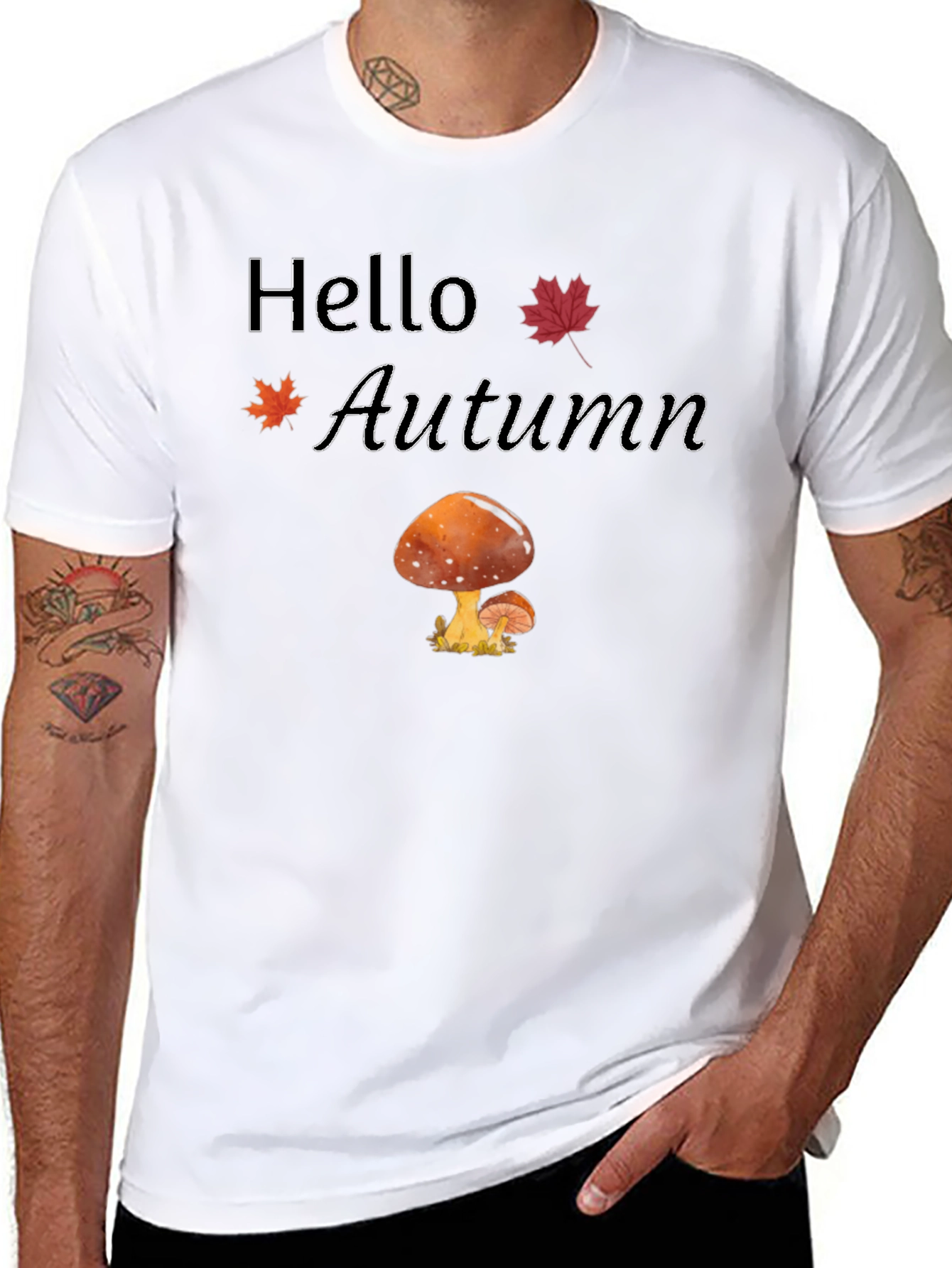 Hello Autumn Mushroom Graphic T-Shirt