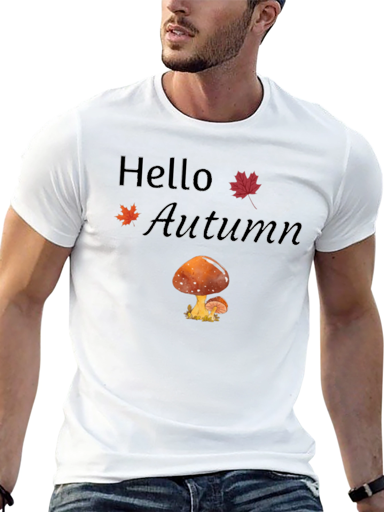 Hello Autumn Mushroom Graphic T-Shirt