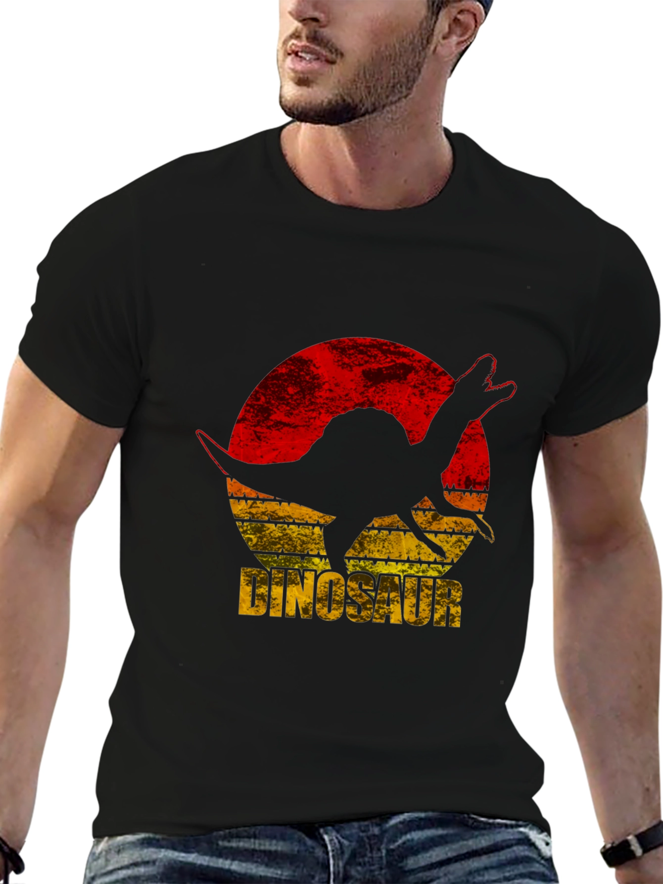 Dinosaur Silhouette Graphic Tee - Retro Style