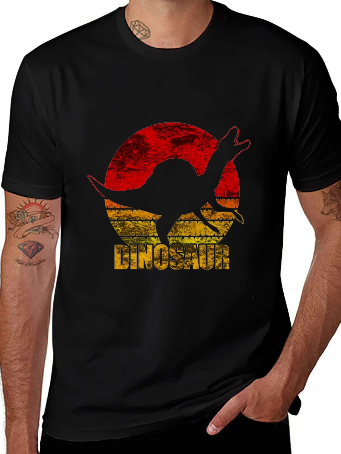 Dinosaur Silhouette Graphic Tee - Retro Style