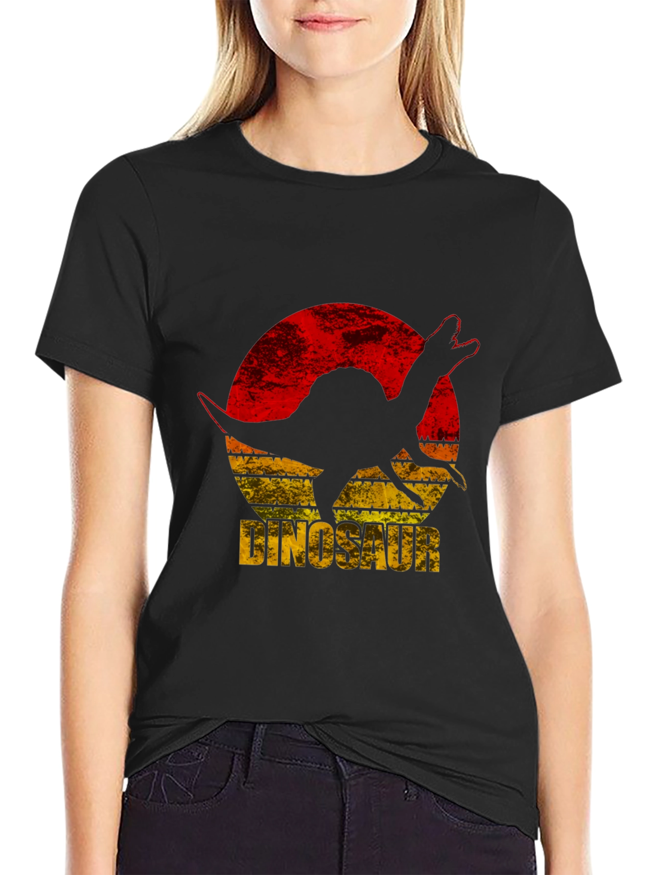 Dinosaur Silhouette Graphic Tee - Retro Style