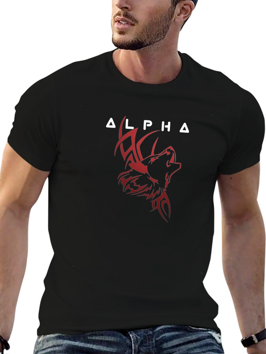 Alpha Wolf Graphic Tee - Bold Design Black Cotton