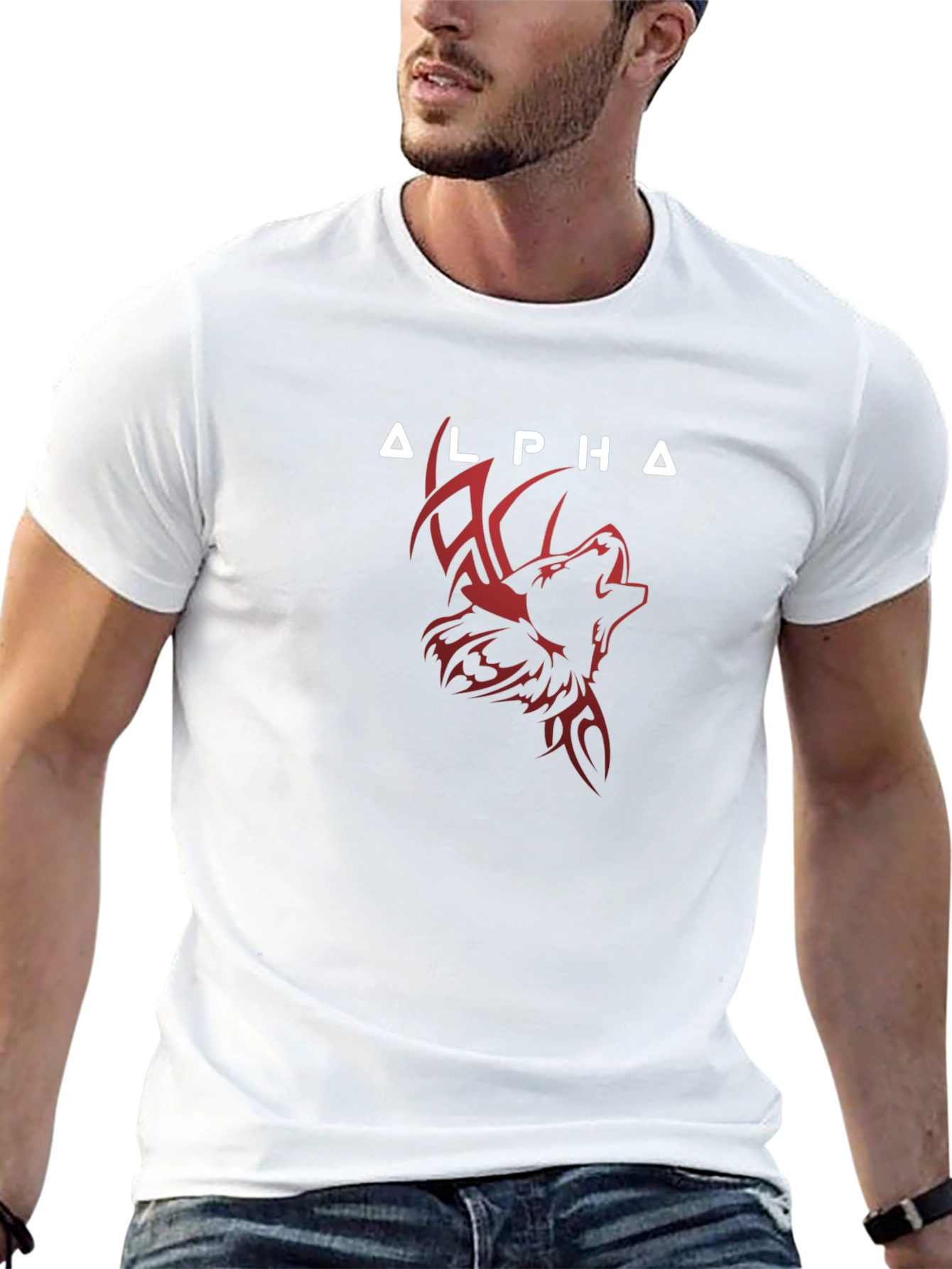 Alpha Wolf Graphic Tee - Bold Design Black Cotton