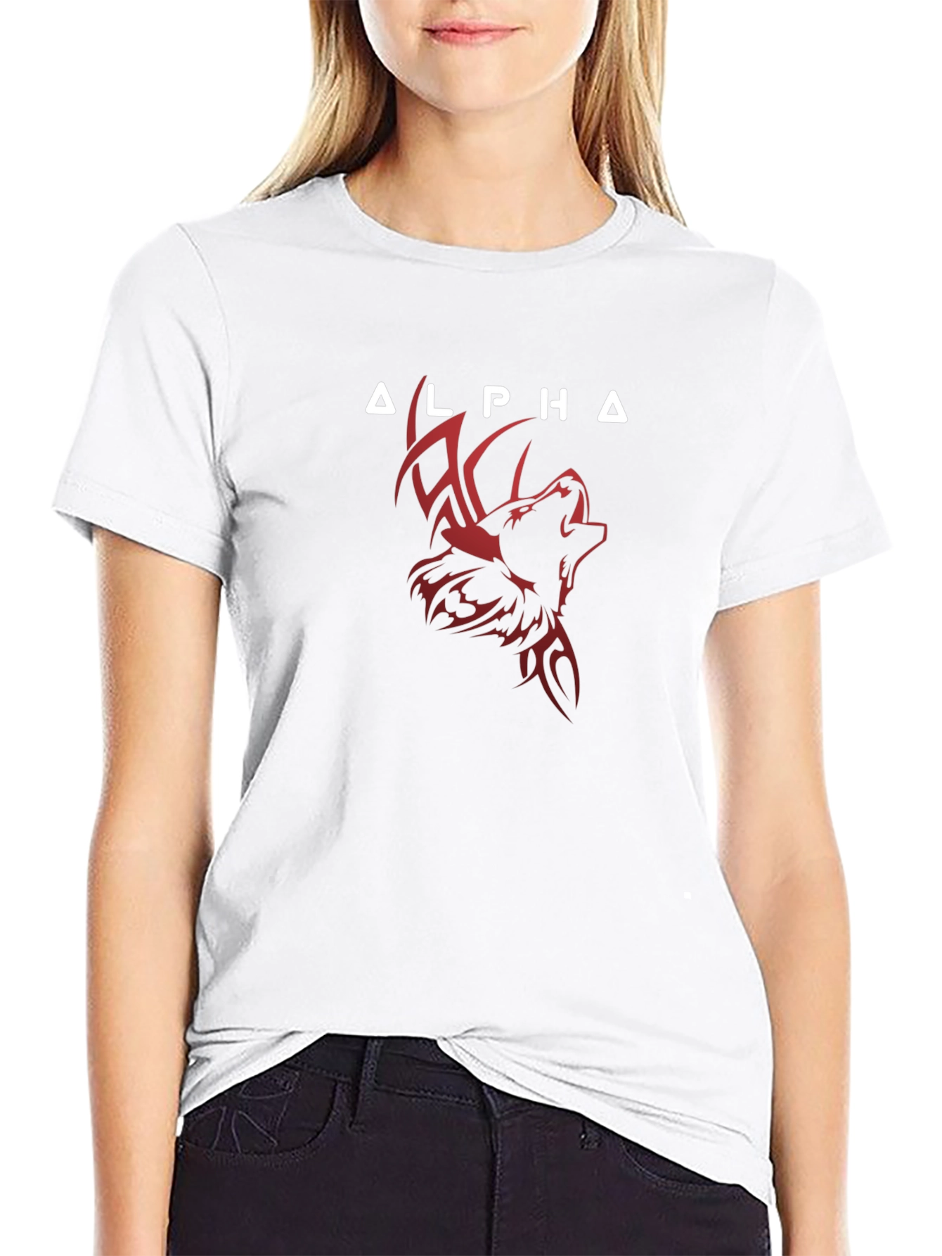 Alpha Wolf Graphic Tee - Bold Design Black Cotton
