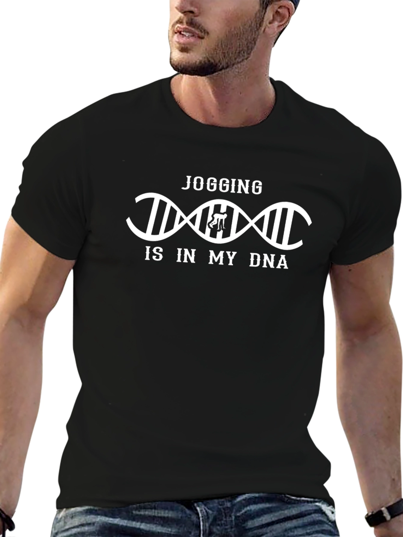 Jogging DNA Graphic Tee - Black Sporty Unisex