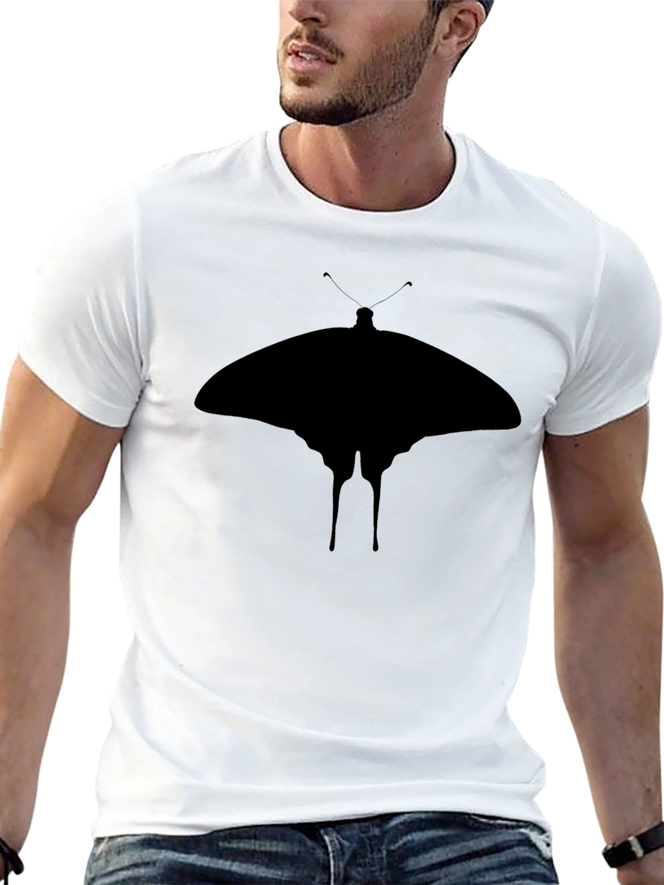 Butterfly Silhouette Graphic T-Shirt - Black