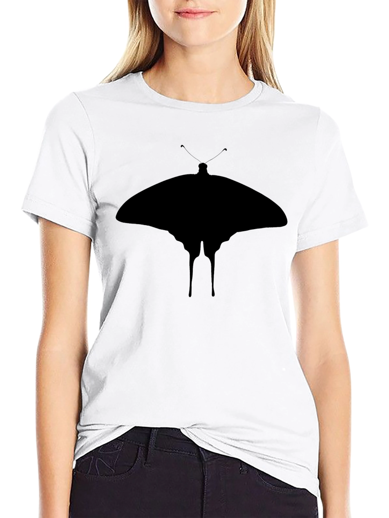 Butterfly Silhouette Graphic T-Shirt - Black