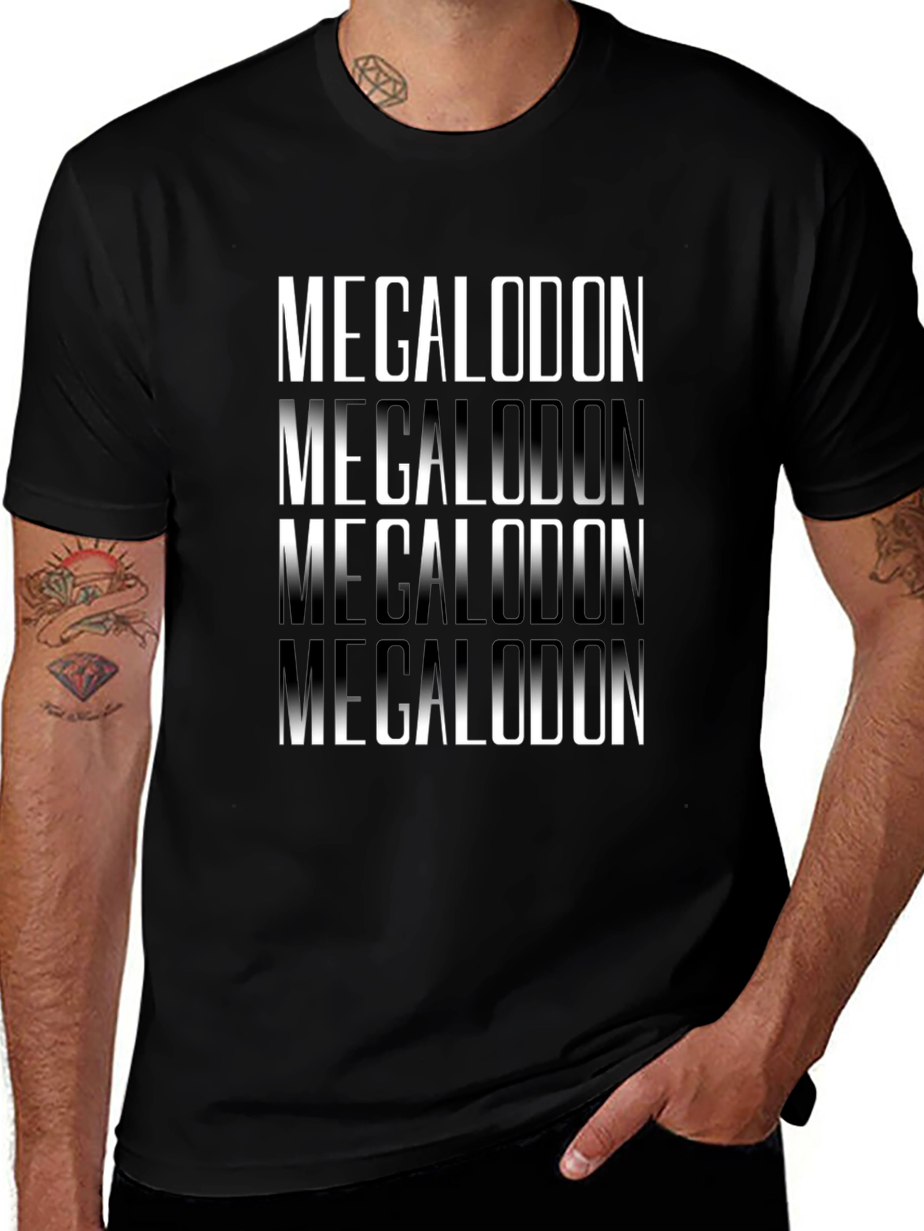 Megalodon Graphic Print Black T-Shirt