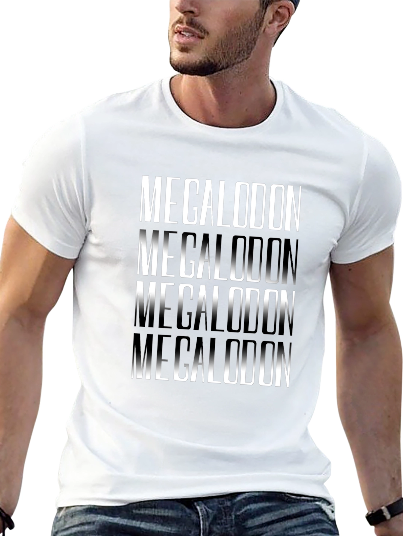 Megalodon Graphic Print Black T-Shirt