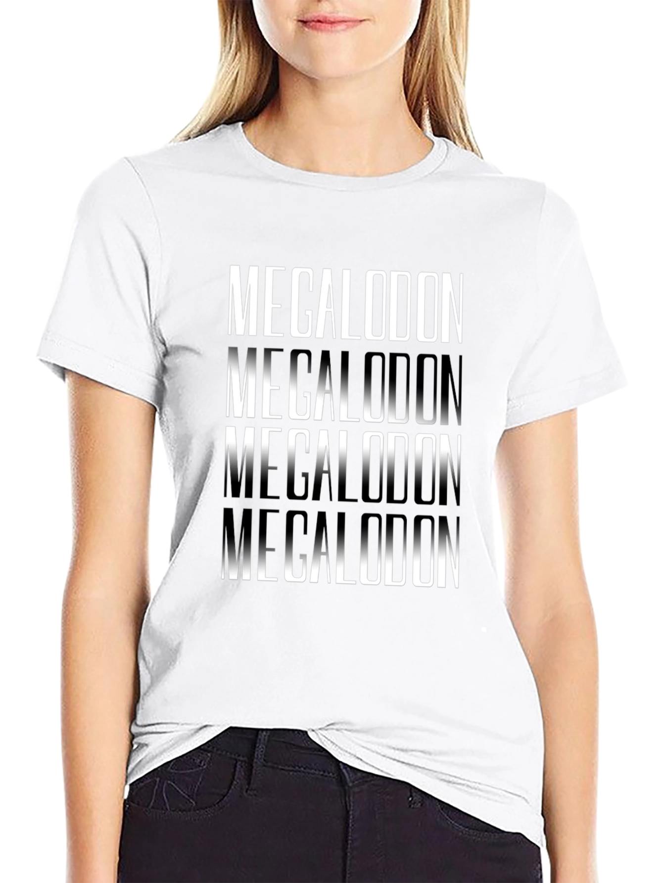 Megalodon Graphic Print Black T-Shirt