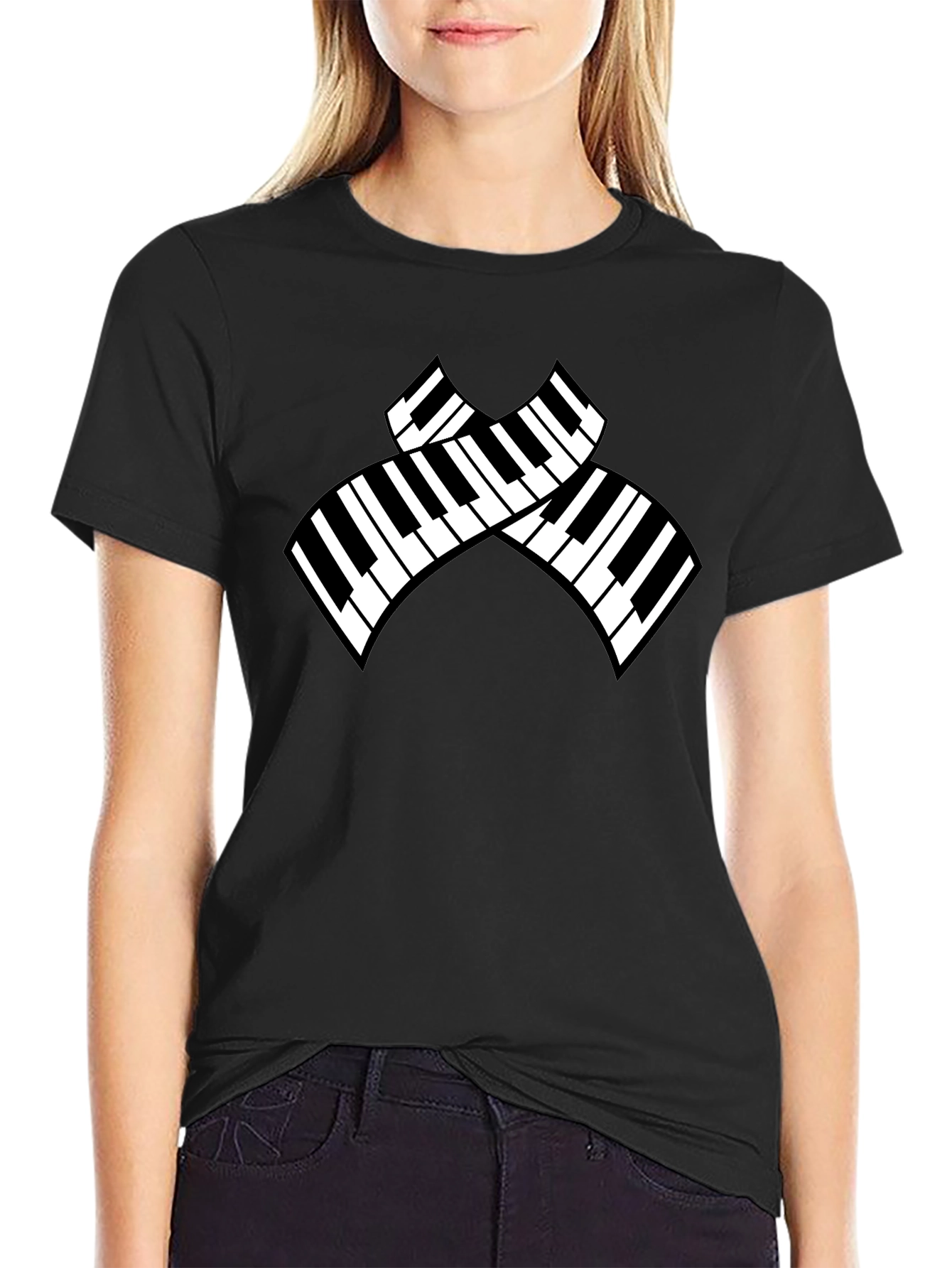Piano Keys Graphic Black T-Shirt