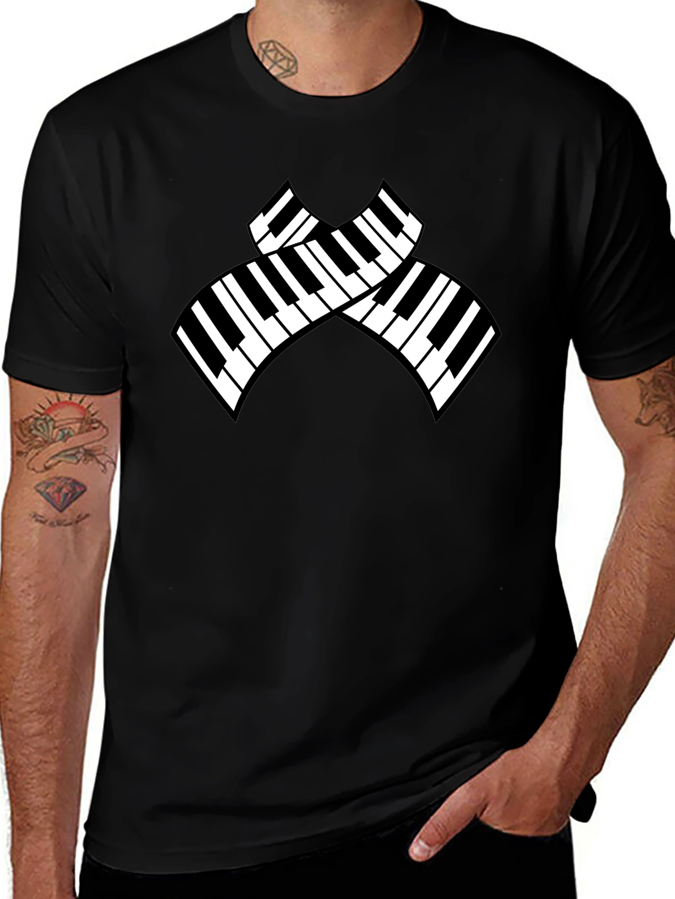 Piano Keys Graphic Black T-Shirt