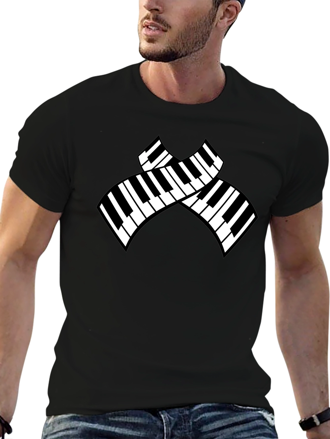 Piano Keys Graphic Black T-Shirt