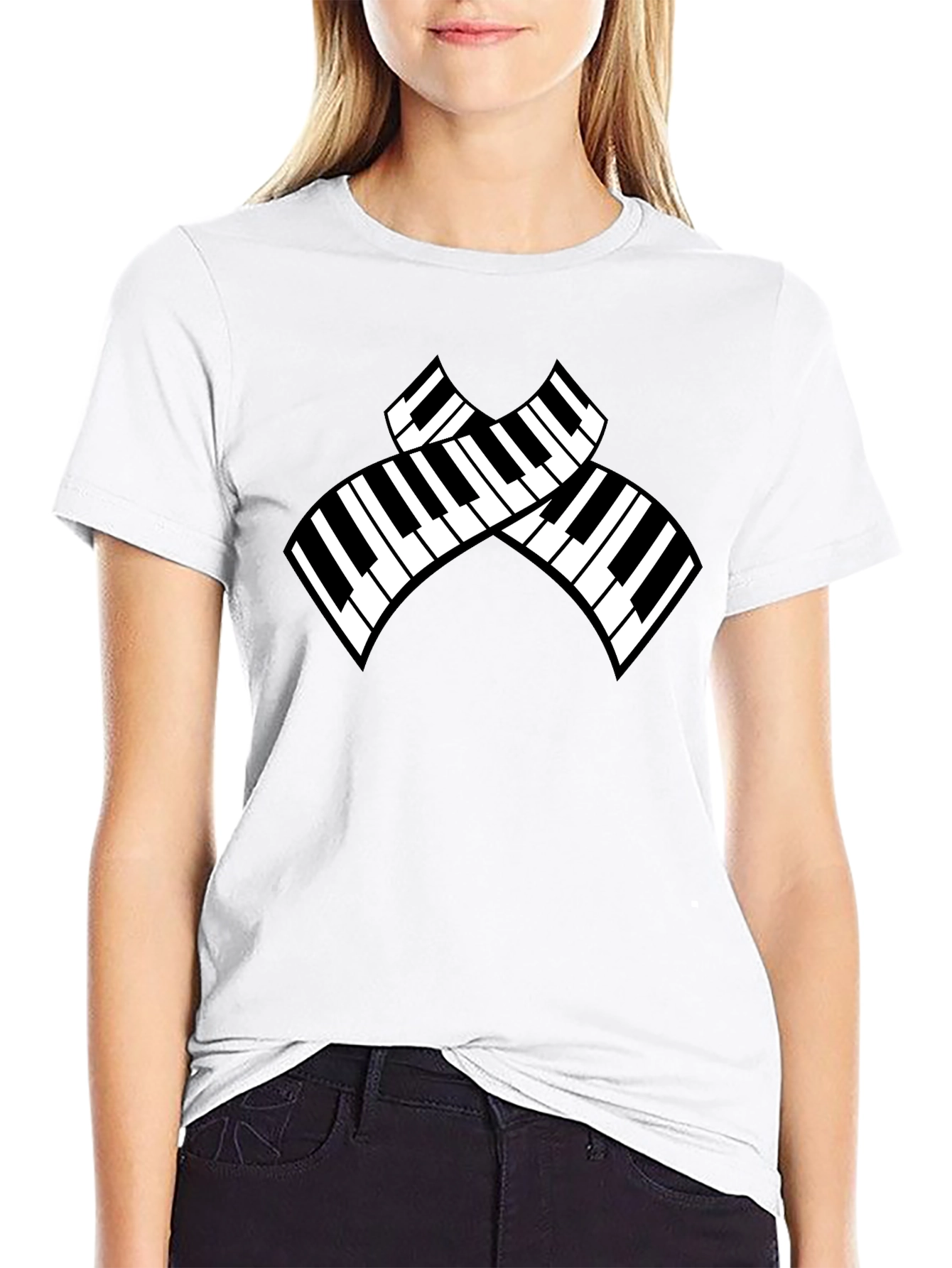 Piano Keys Graphic Black T-Shirt