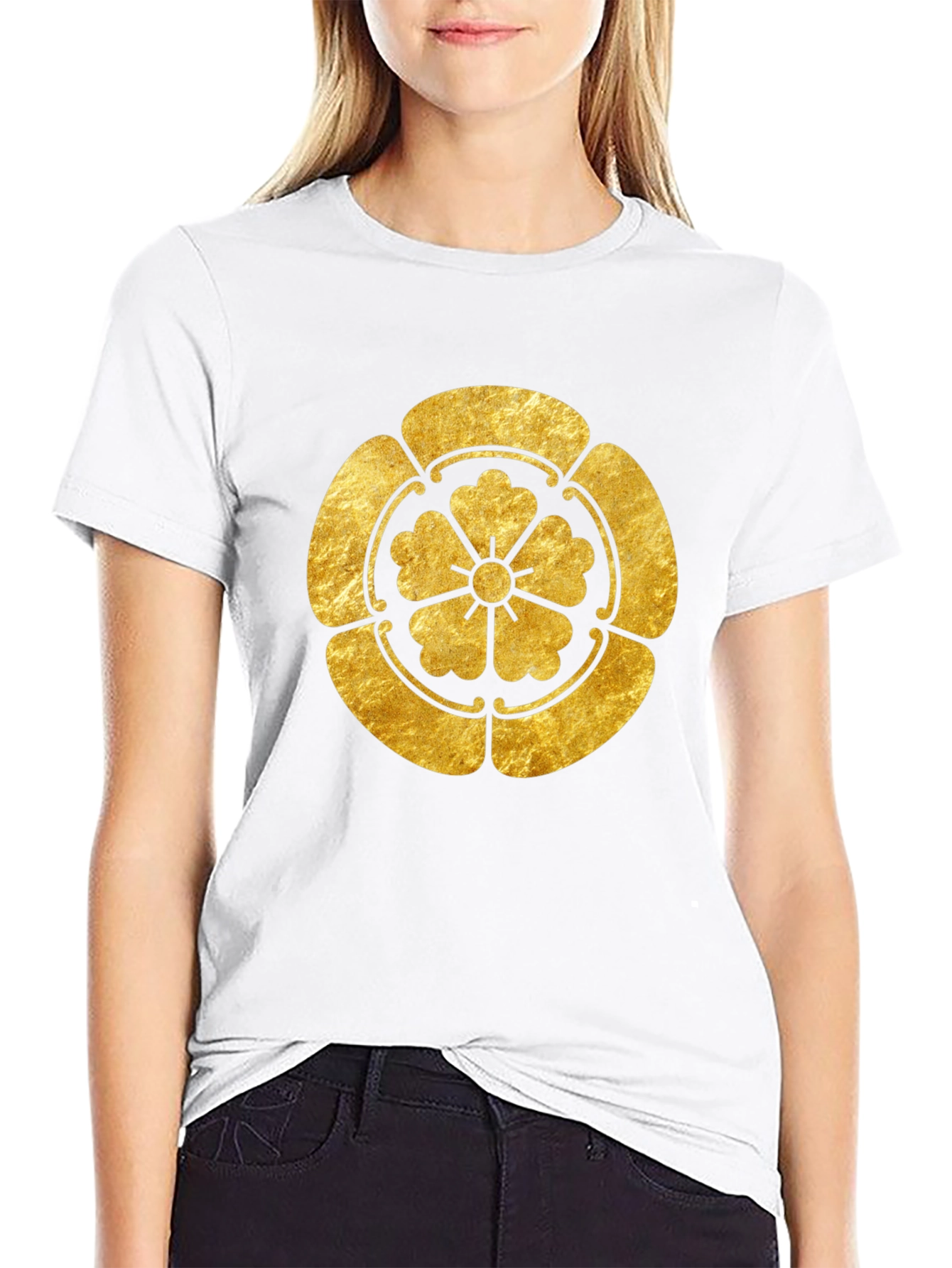 Gold Japanese Kamon Crest Graphic Tee