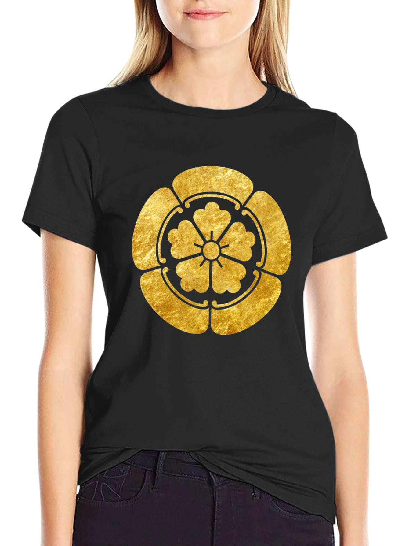 Gold Japanese Kamon Crest Graphic Tee