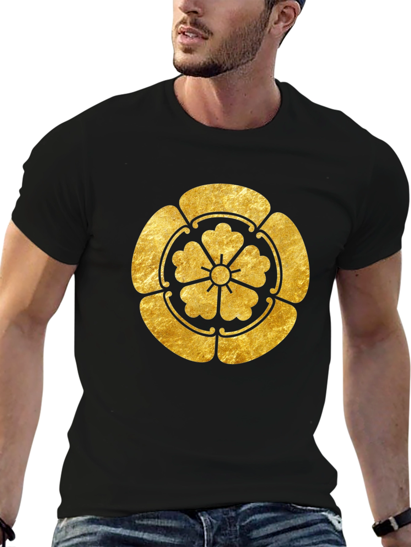 Gold Japanese Kamon Crest Graphic Tee