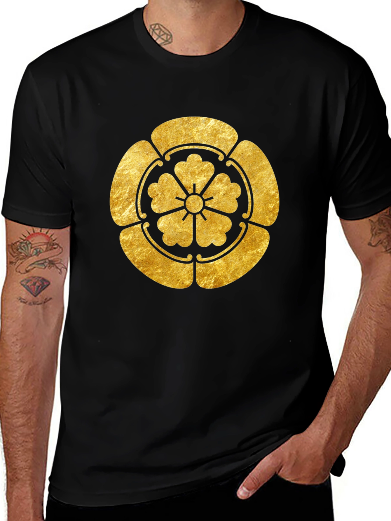 Gold Japanese Kamon Crest Graphic Tee