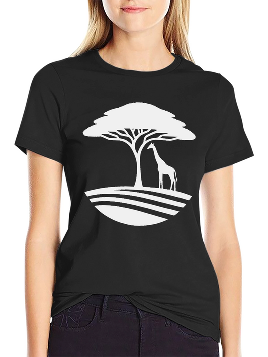 Giraffe Tree Graphic Tee - Safari Style