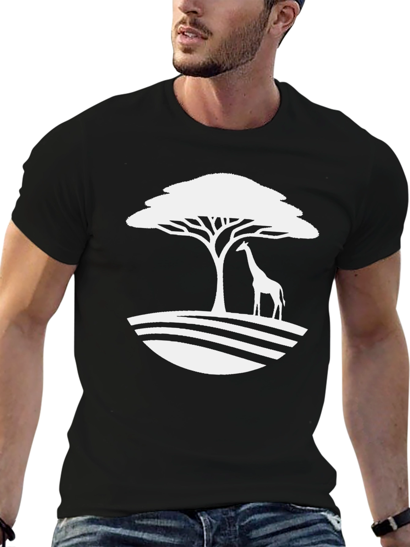 Giraffe Tree Graphic Tee - Safari Style