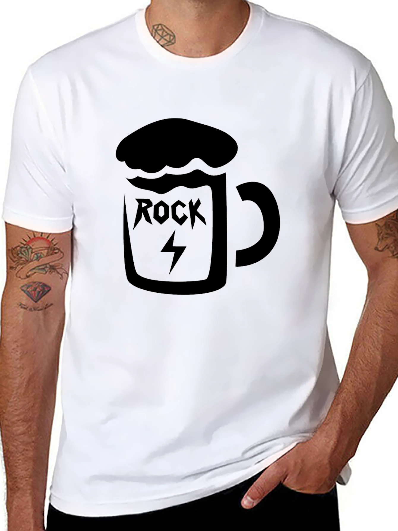 Rock & Roll Beer Mug Graphic T-Shirt