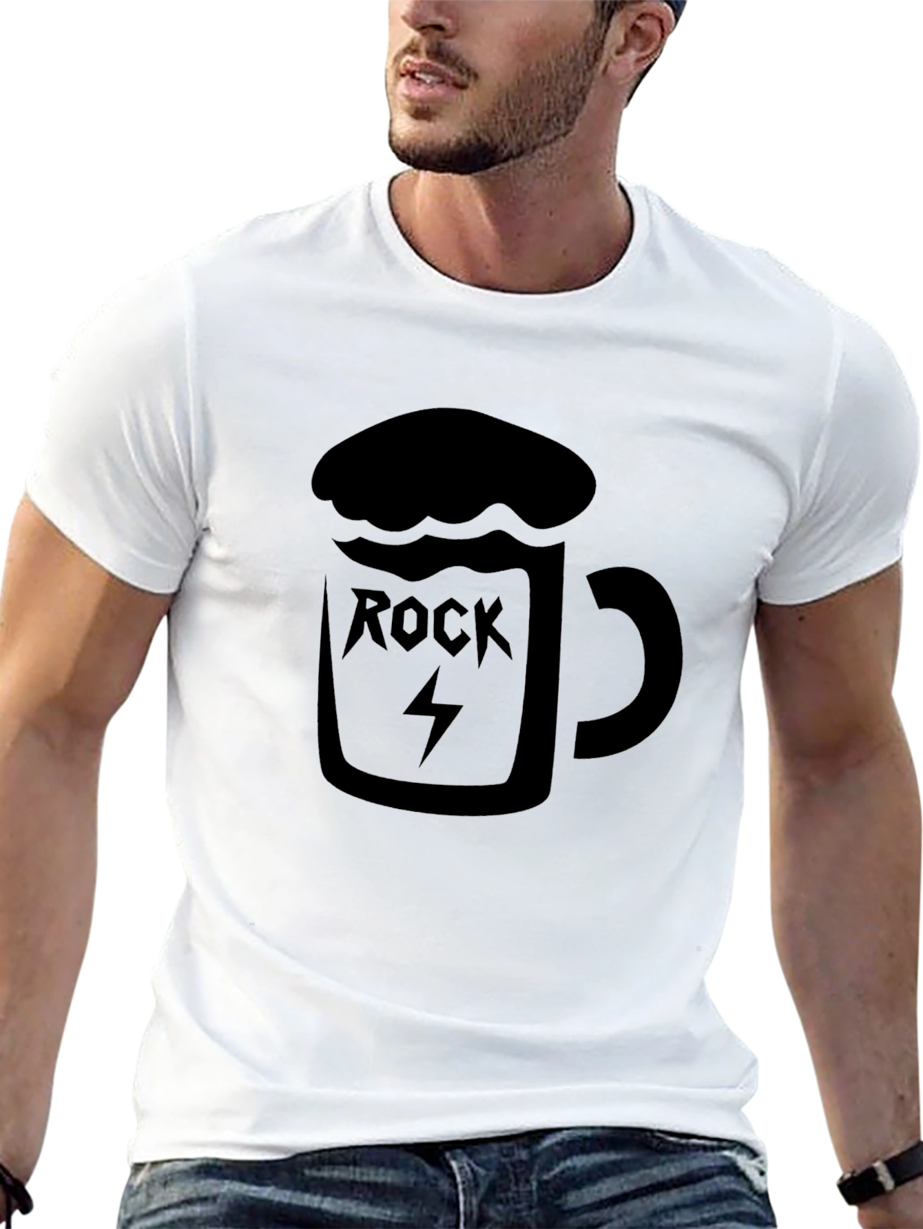 Rock & Roll Beer Mug Graphic T-Shirt