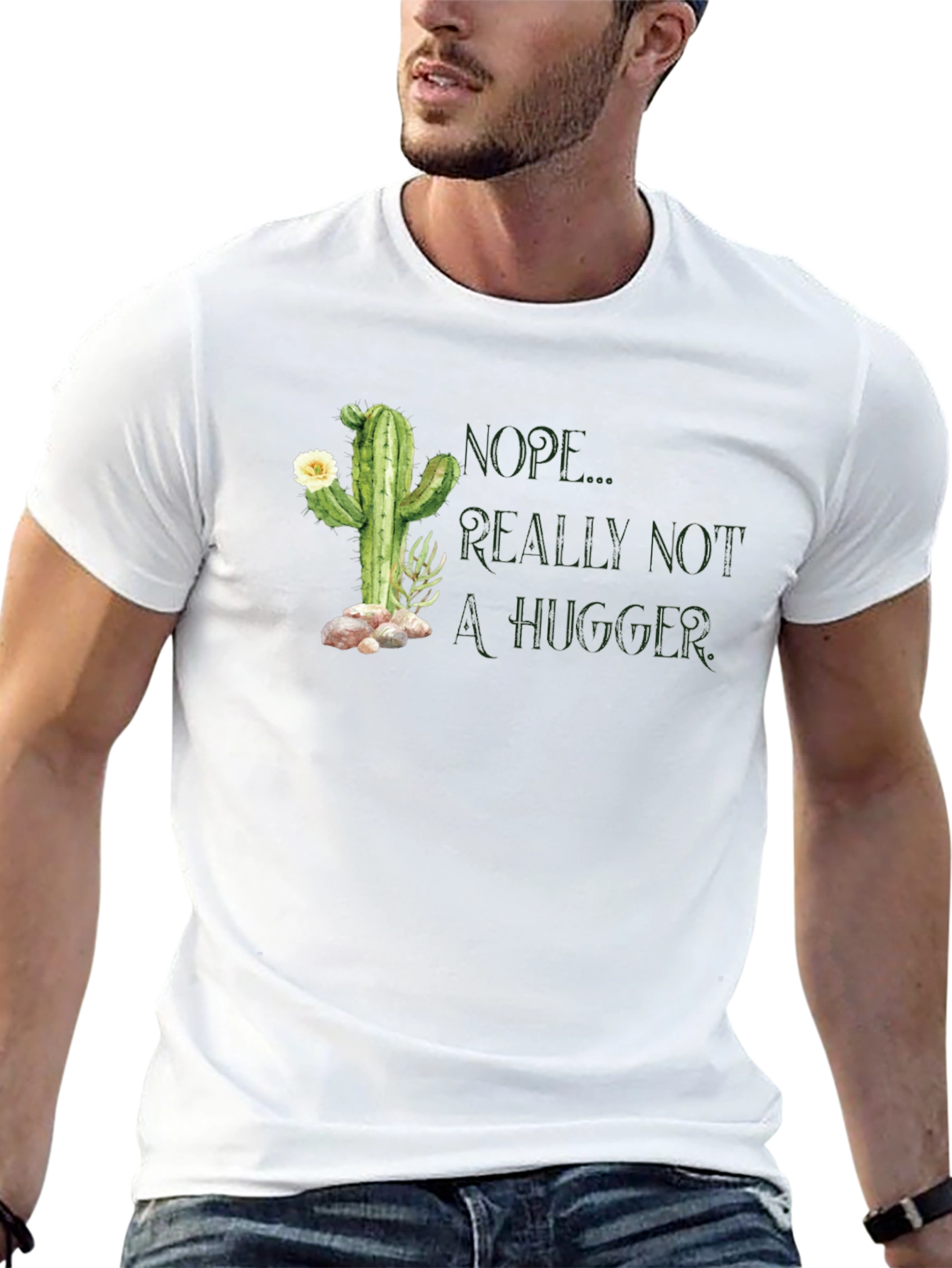 Nope Not a Hugger Cactus Graphic T-Shirt
