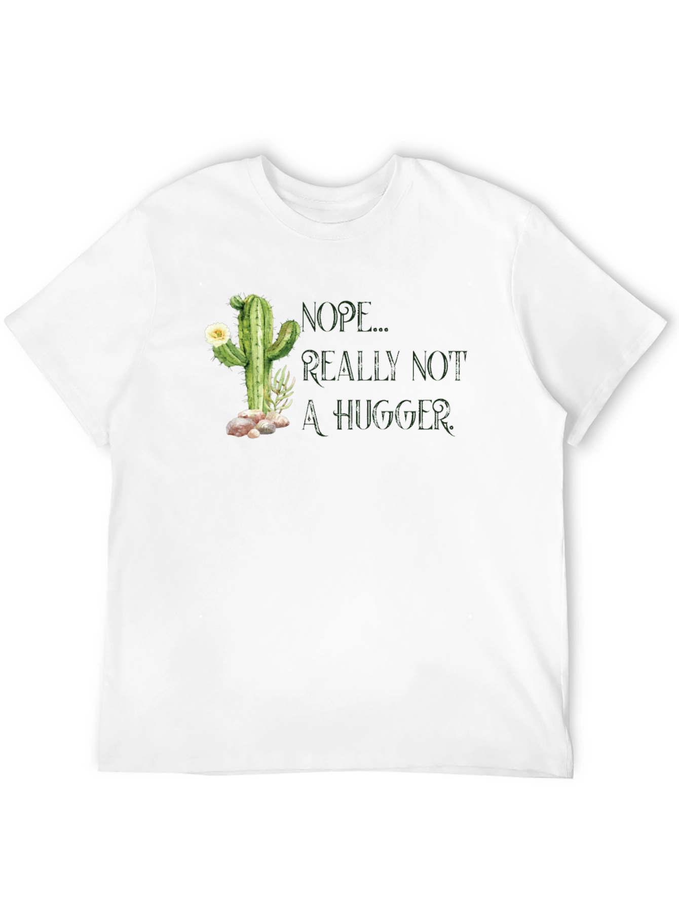 Nope Not a Hugger Cactus Graphic T-Shirt