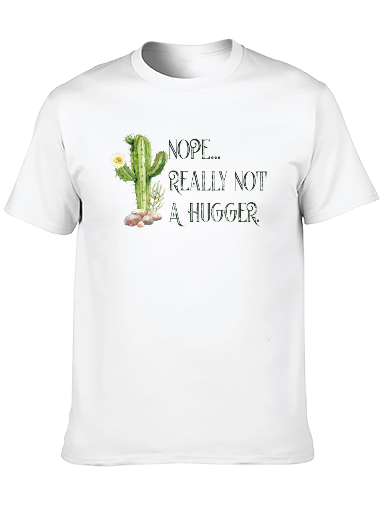 Nope Not a Hugger Cactus Graphic T-Shirt