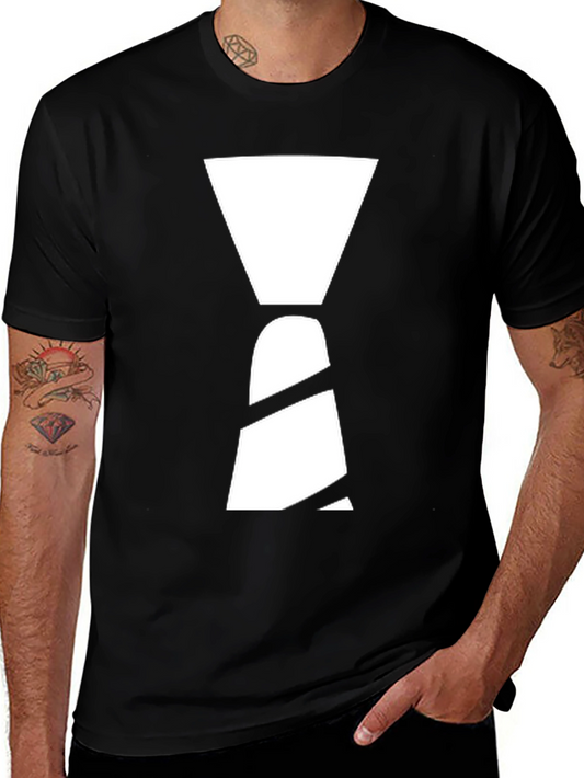 Black T-Shirt with White Hourglass Graphic Design