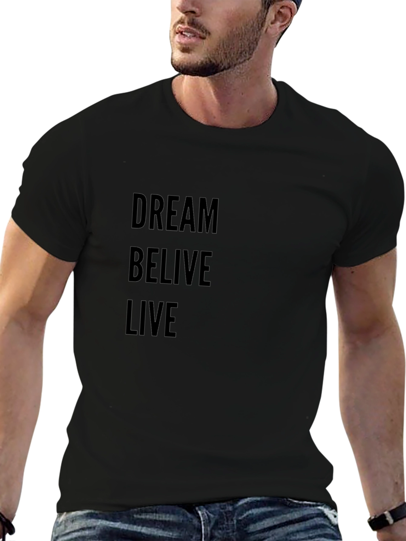 Dream Believe Live Black Graphic Tee