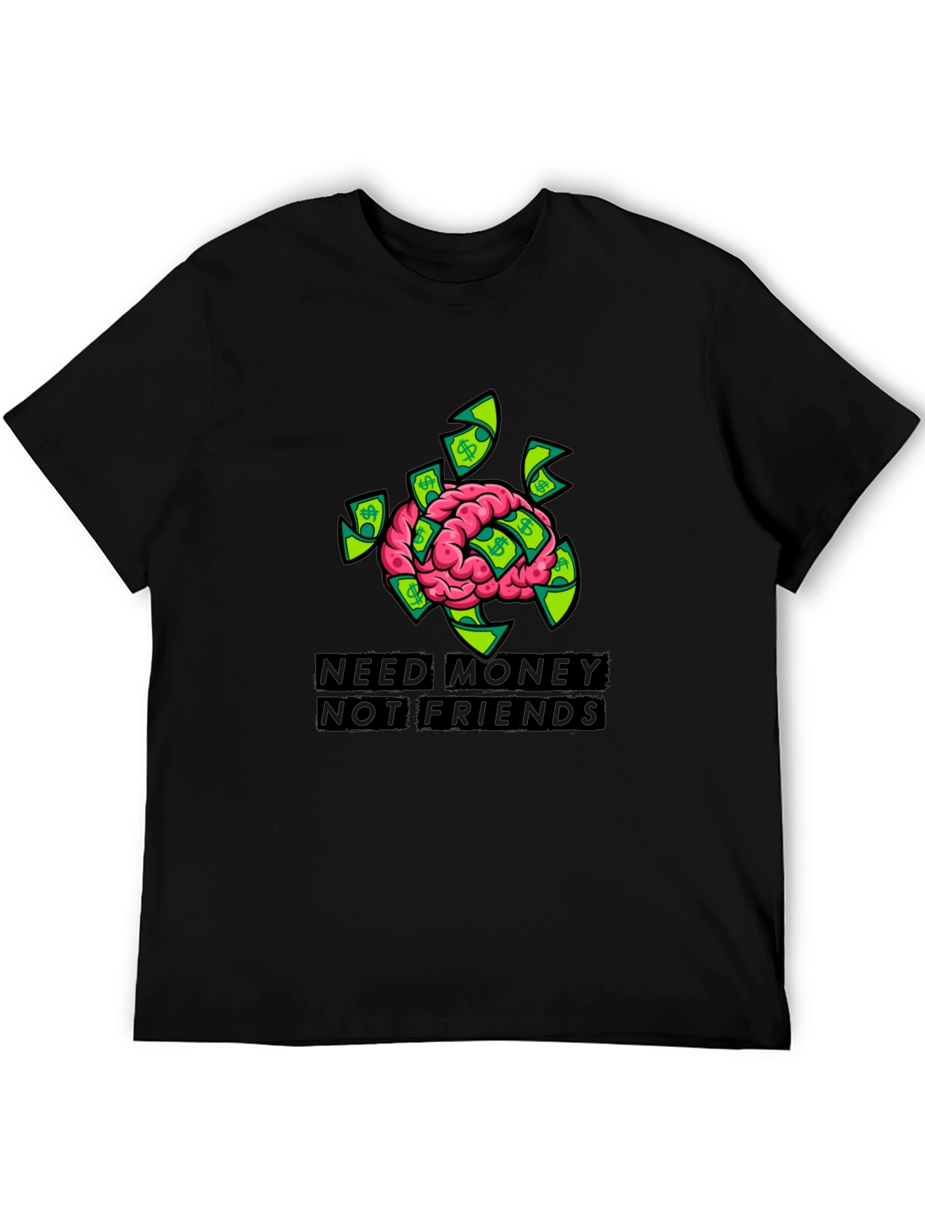 Need Money Brain Graphic Black T-Shirt