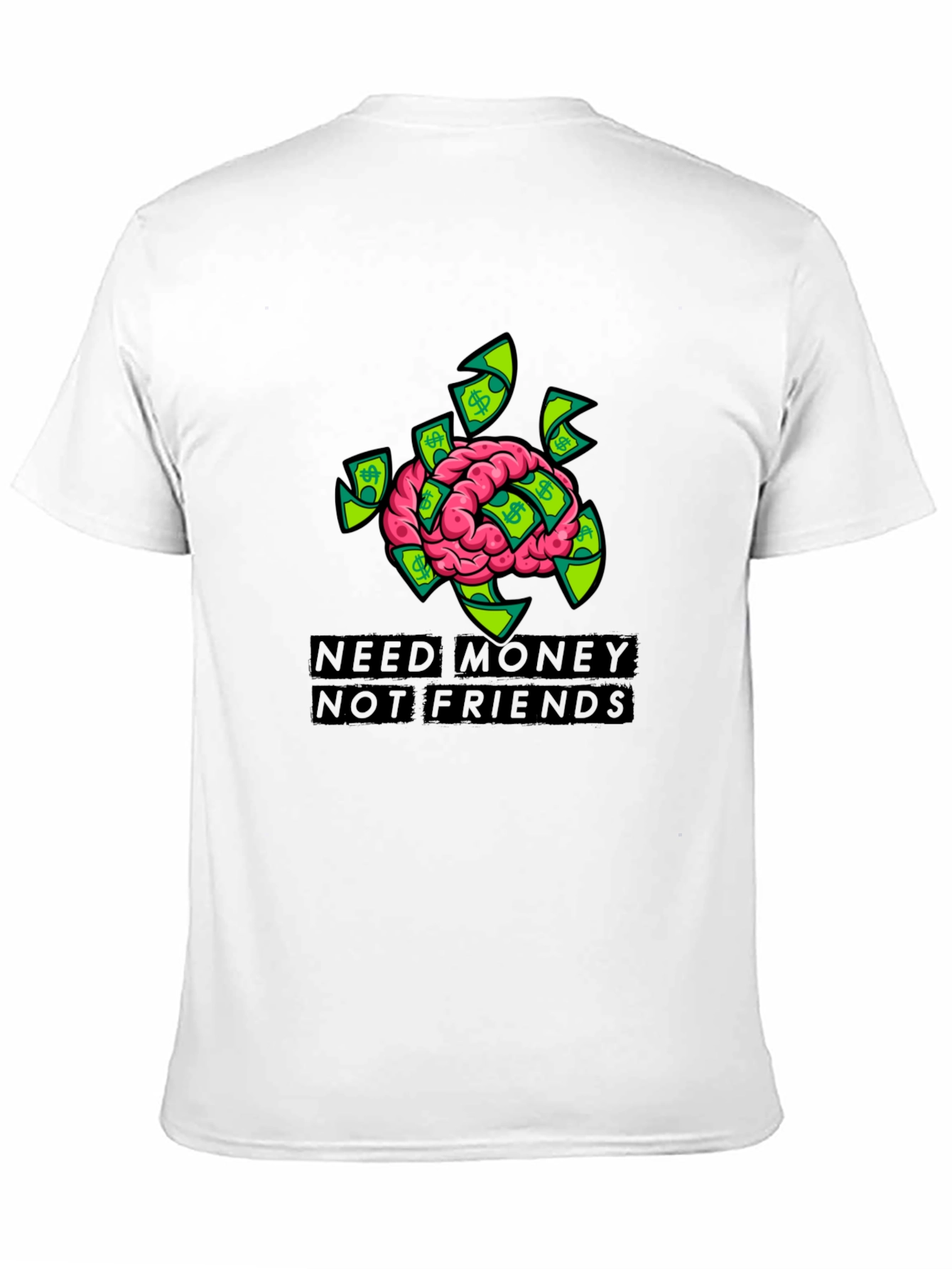 Need Money Brain Graphic Black T-Shirt