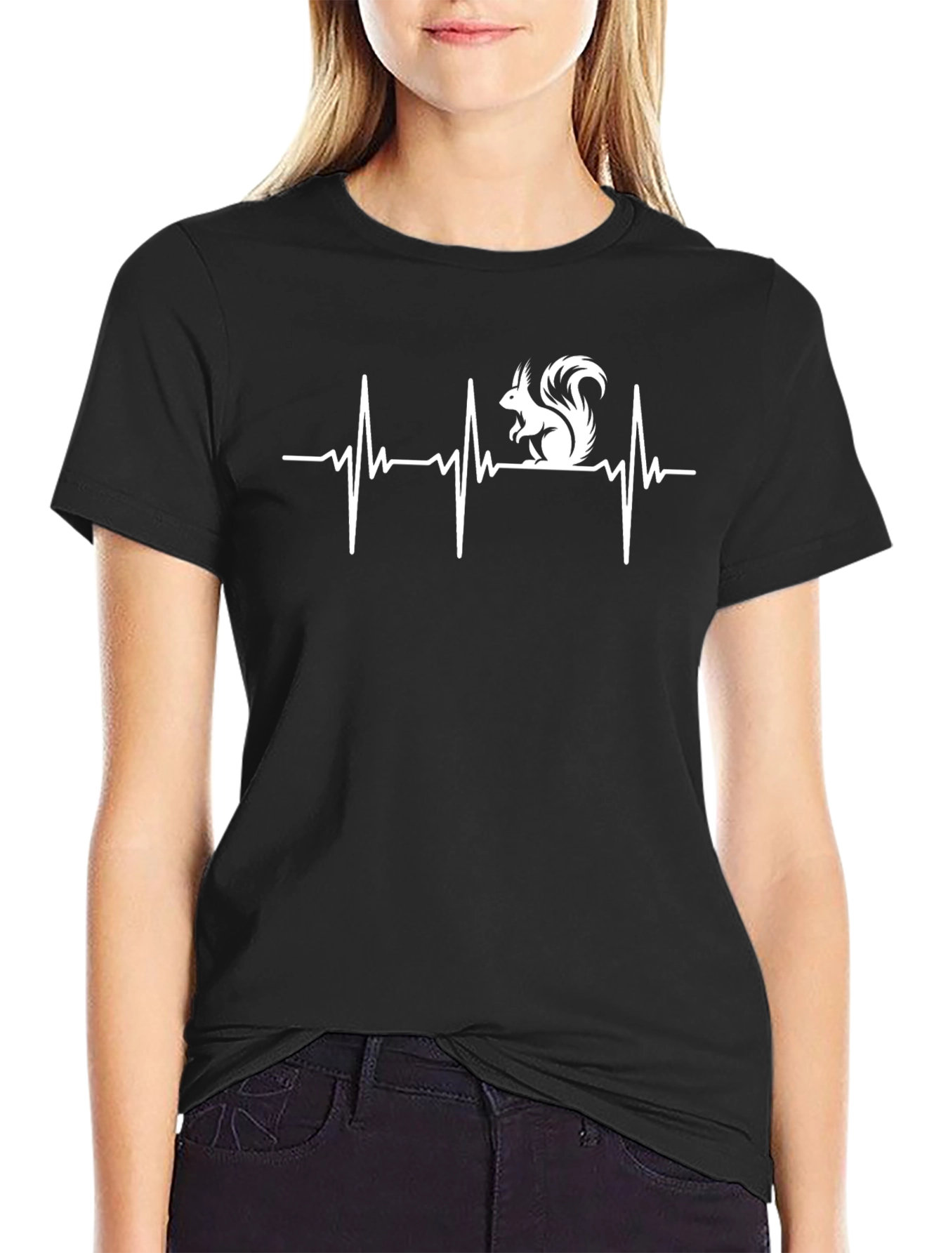 Squirrel Heartbeat T-Shirt - Black Graphic Tee