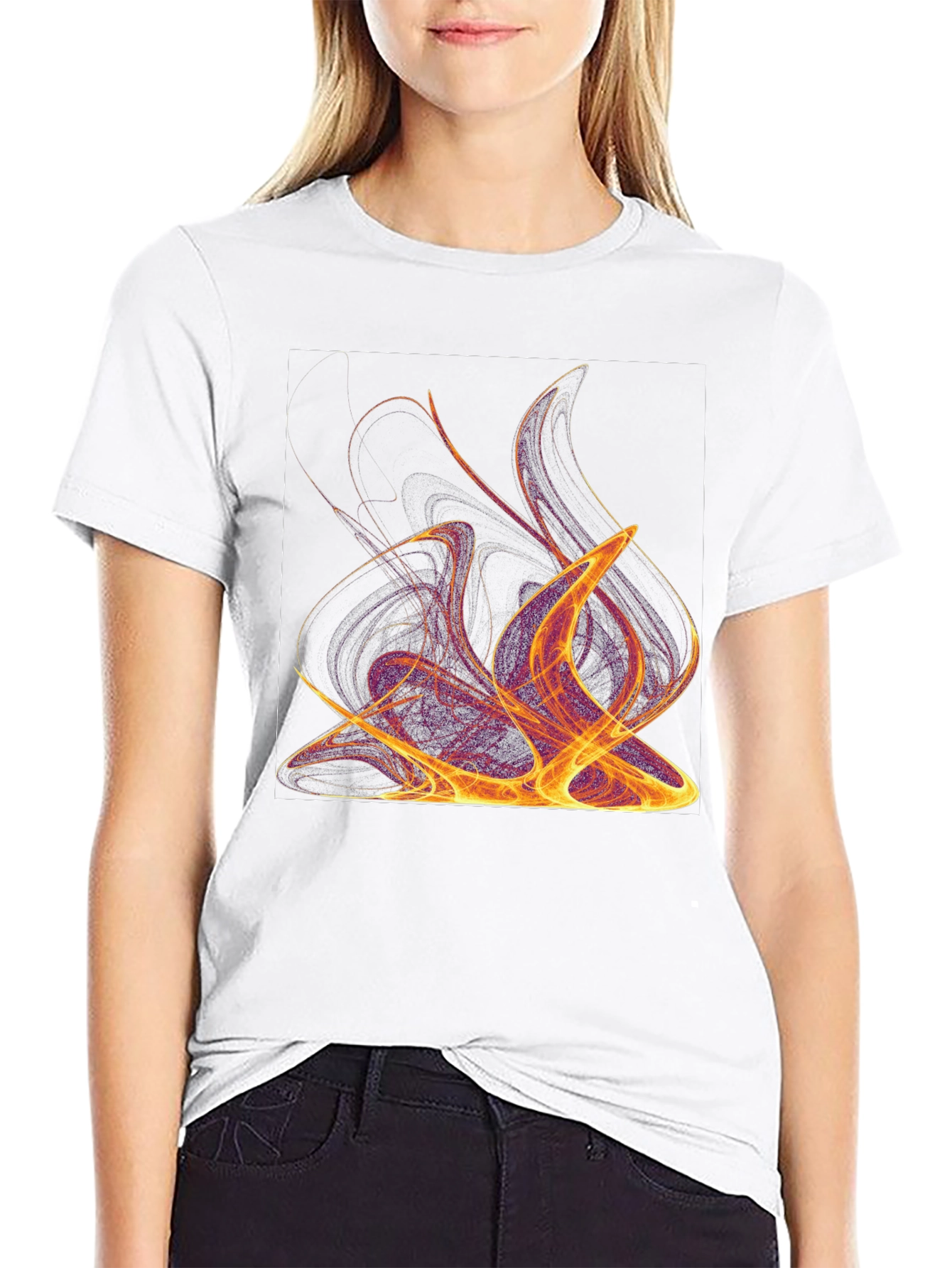 Abstract Flames Graphic Black T-Shirt