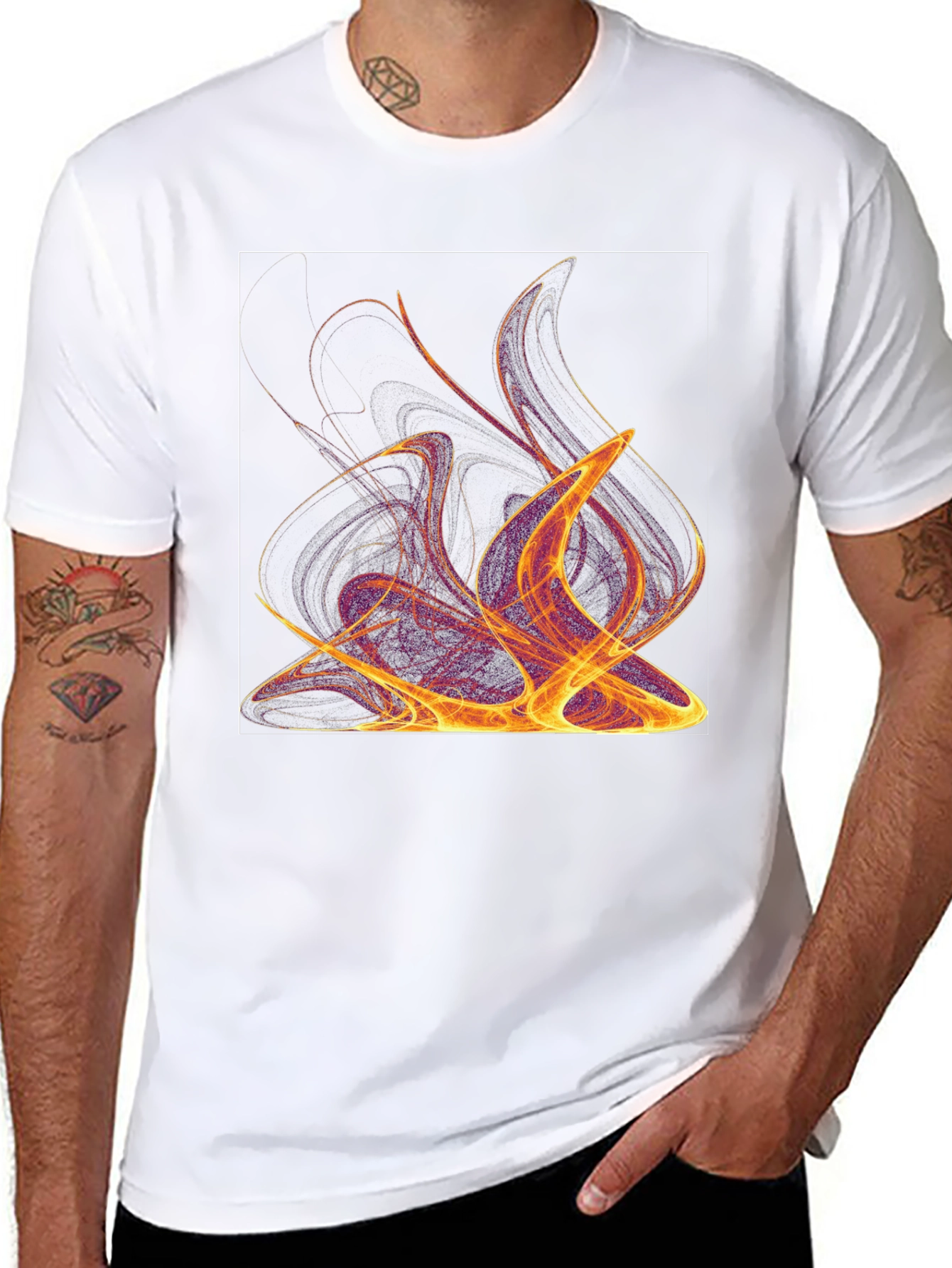 Abstract Flames Graphic Black T-Shirt