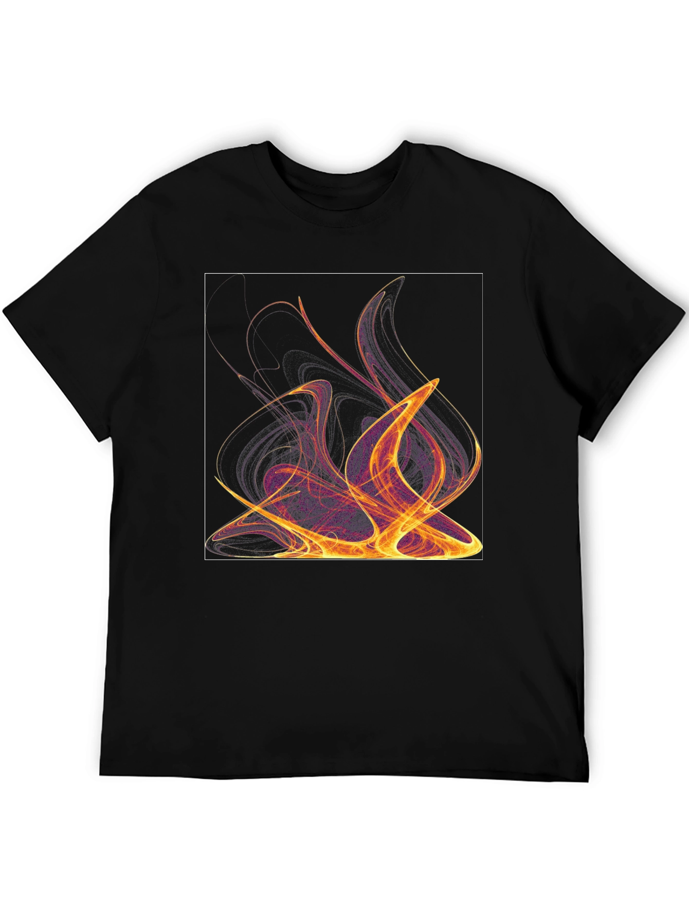 Abstract Flames Graphic Black T-Shirt
