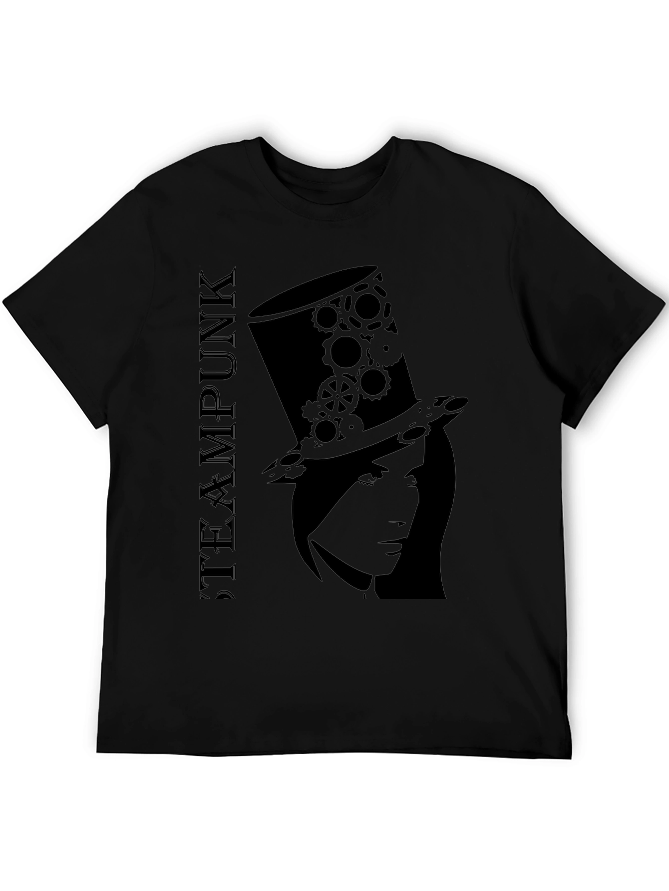 Steampunk Top Hat Woman Black T-Shirt