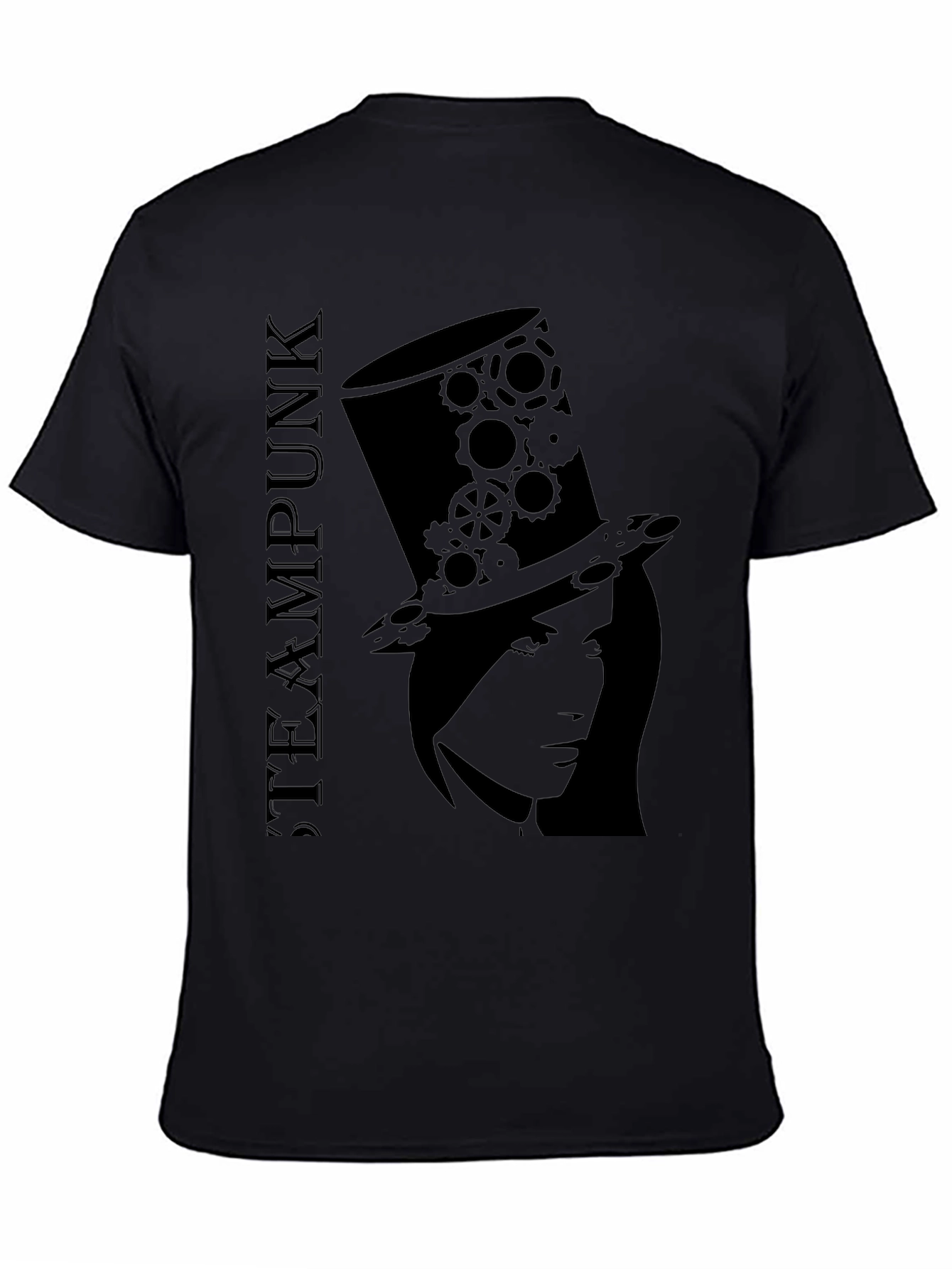 Steampunk Top Hat Woman Black T-Shirt